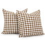 Farmhouse Brown and White Gingham Plaid Pillow Covers 18x18 Set of 2, Khaki Checkered Pillow Covers 18 x 18