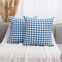 Farmhouse Plaid Light Blue Throw Pillow Covers 18x18 Set of 2