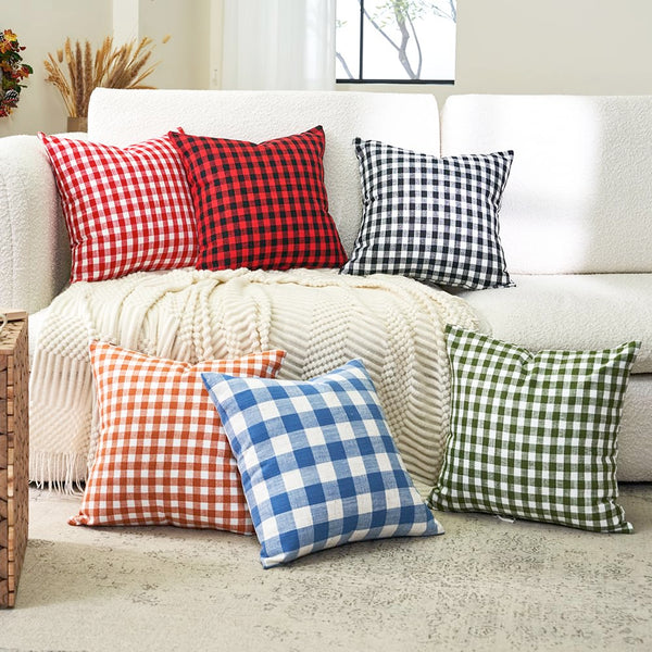Sage Green Farmhouse Plaid Pillow Covers 18x18 Set of 2