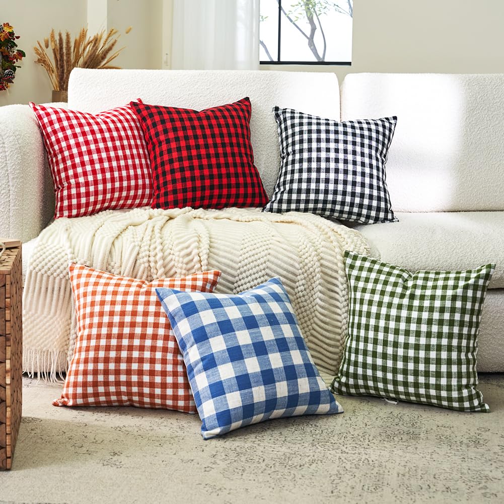 Red and Black Buffalo Plaid Christmas Throw Pillow Covers 18x18 Set of 2