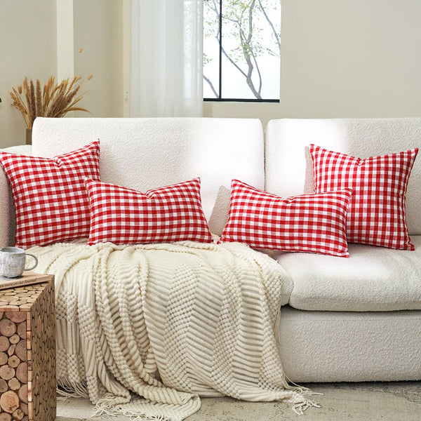 Red and Black Buffalo Plaid Christmas Throw Pillow Covers 18x18 Set of 2