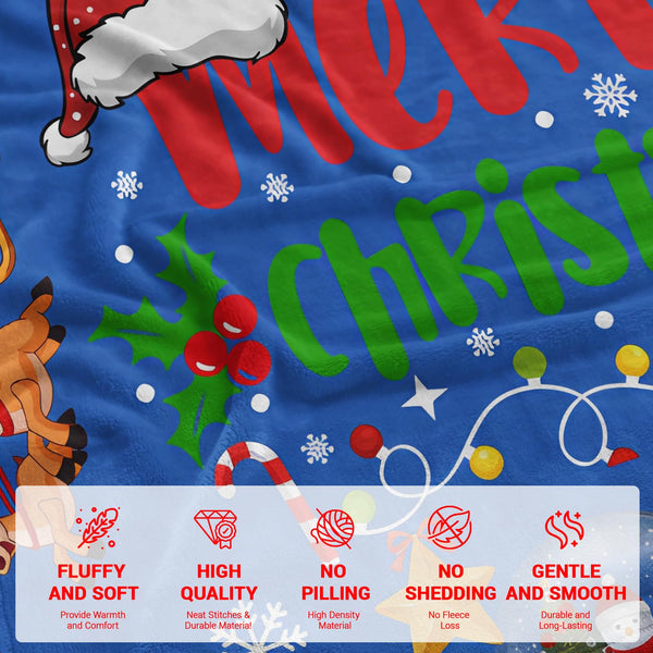 Blue Cute Christmas Blankets and Throws for Adults/Women/Boys/Kids, Holiday Fleece Throw Blanket