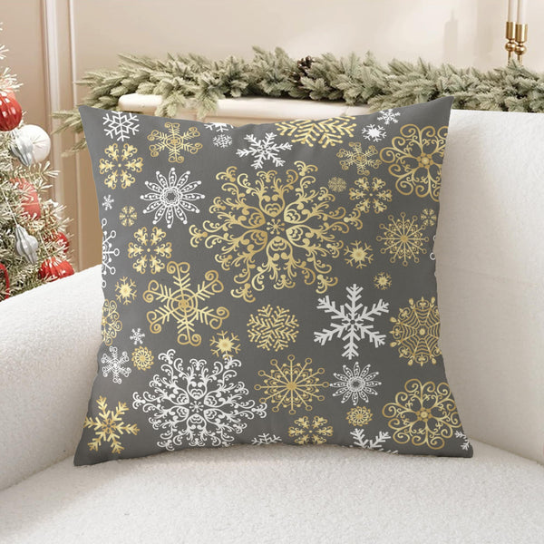 Christmas Throw Pillow Covers Decorative 18 X 18 Inches Pack of 2 Cozy Velvet Snowflakes