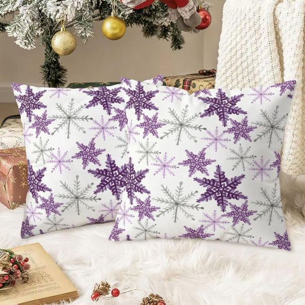 Christmas Throw Pillow Covers Decorative 18 X 18 Inches Pack of 2 Purple Grey