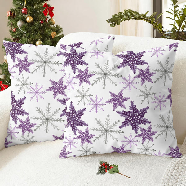 Christmas Throw Pillow Covers Decorative 18 X 18 Inches Pack of 2 Purple Grey