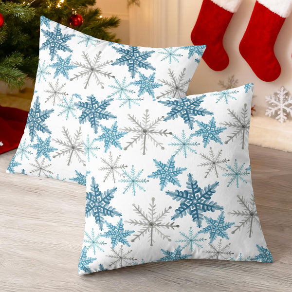 Christmas Throw Pillow Covers Decorative 18 X 18 Inches Pack of 2 Blue Grey