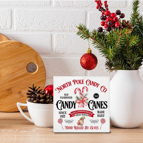 Candy Christmas Decorations Farmhouse Candy Cane Christmas Wooden Box Sign