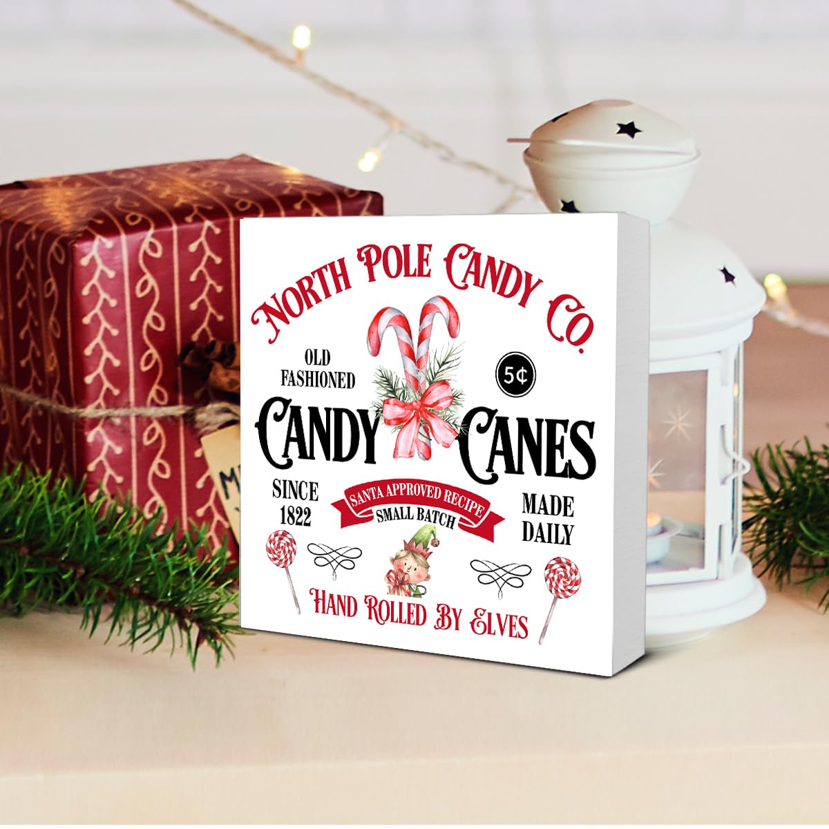 Candy Christmas Decorations Farmhouse Candy Cane Christmas Wooden Box Sign