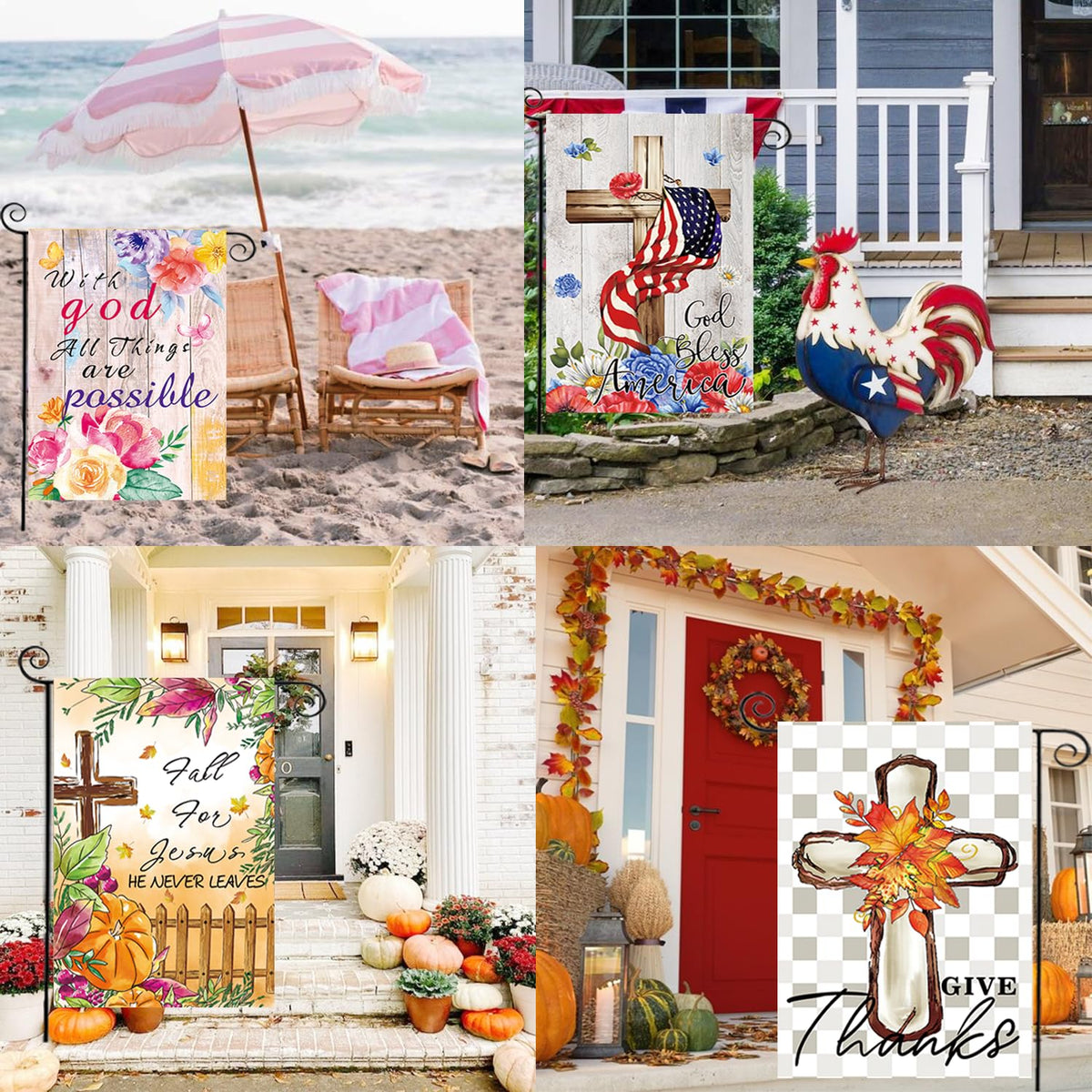 He is Risen Seasonal Garden Flags Set of 12 Single Sided 12 x 18 Inch Easter Yard Flags, Small Flags for Outside