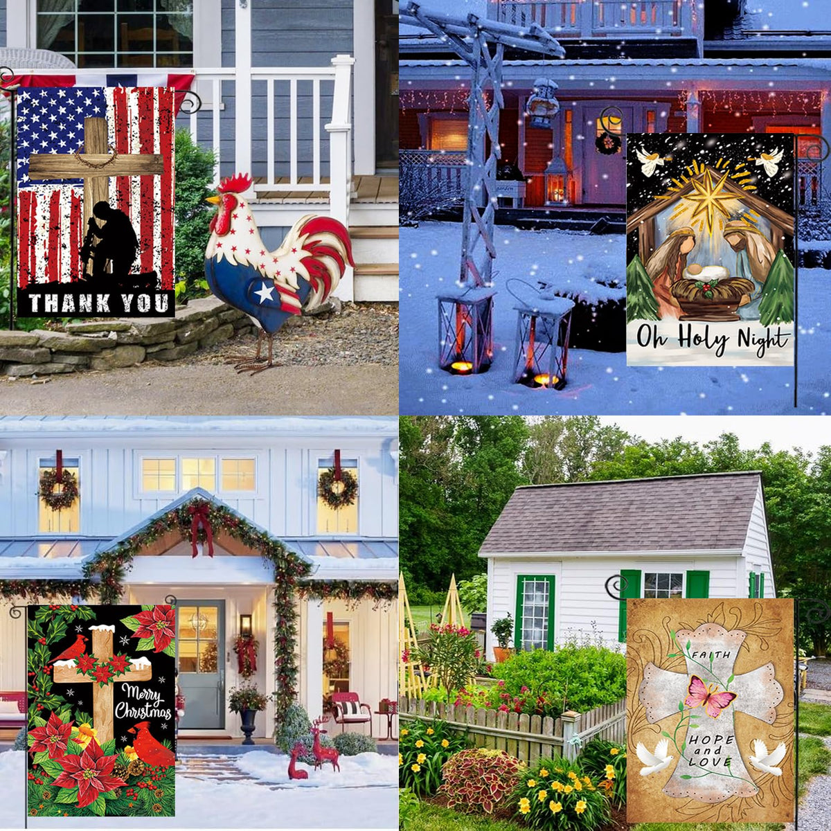 He is Risen Seasonal Garden Flags Set of 12 Single Sided 12 x 18 Inch Easter Yard Flags, Small Flags for Outside