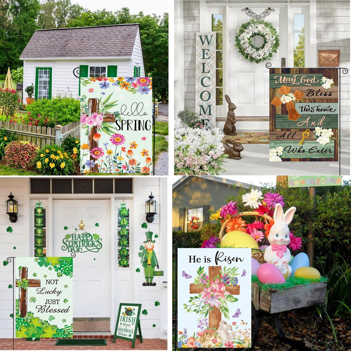 He is Risen Seasonal Garden Flags Set of 12 Single Sided 12 x 18 Inch Easter Yard Flags, Small Flags for Outside