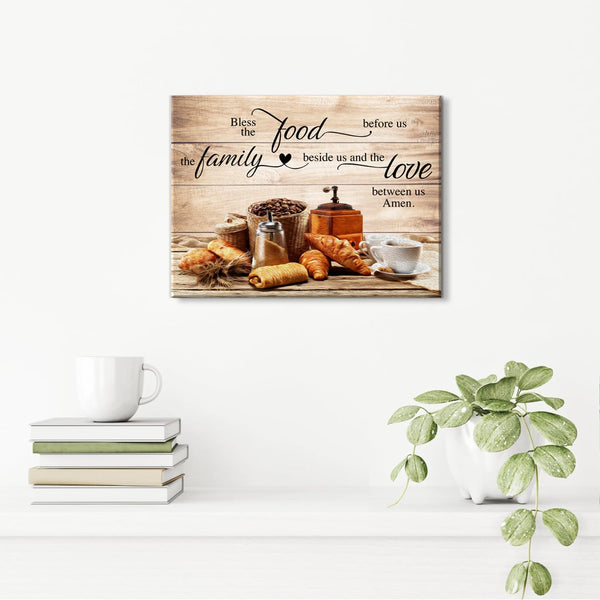 Christian Wall Art Kitchen Wall Decor Bless The Food Quote Dining Room Pictures Rustic Coffee Art Wall Decor