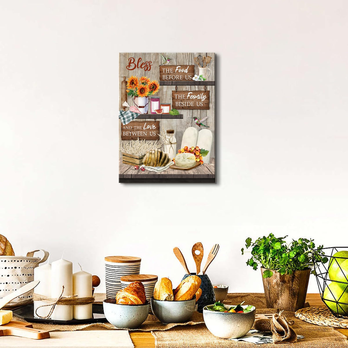 Family Wall Art Bless The Food Before Us Wall Decor for Kitchen Dining Room Home Decorations Farmhouse Christian Canvas Painting