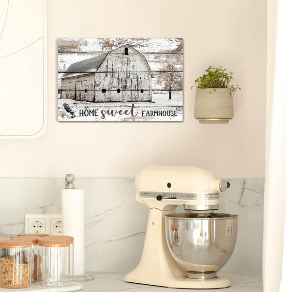 Barn Wall Art Farmhouse Pictures Wall Decor Rustic Barn Pictures Wall Art for Kitchen Living Room Cabin Home Decor Sweet Home Sign