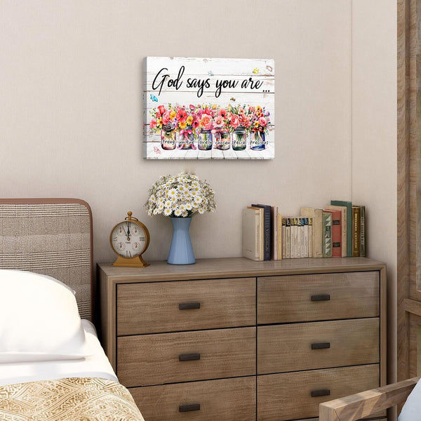 Inspirational Wall Art Wall Decor Sayings Pictures Flowers in Mason Jar Canvas Prints