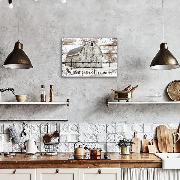 Barn Wall Art Farmhouse Pictures Wall Decor Rustic Barn Pictures Wall Art for Kitchen Living Room Cabin Home Decor Sweet Home Sign