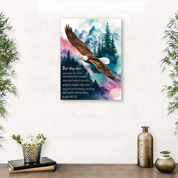 Christian Wall Art Eagle Pictures Isaiah 40:31 Poster Canvas Prints Painting Mountain Forest Artwork for Bedroom