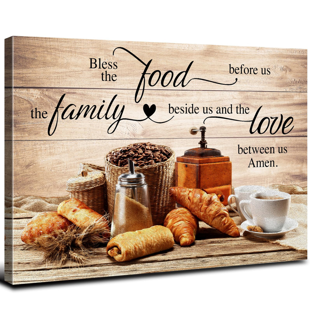 Christian Wall Art Kitchen Wall Decor Bless The Food Quote Dining Room Pictures Rustic Coffee Art Wall Decor