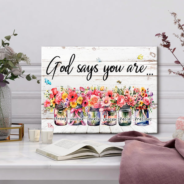 Inspirational Wall Art Wall Decor Sayings Pictures Flowers in Mason Jar Canvas Prints