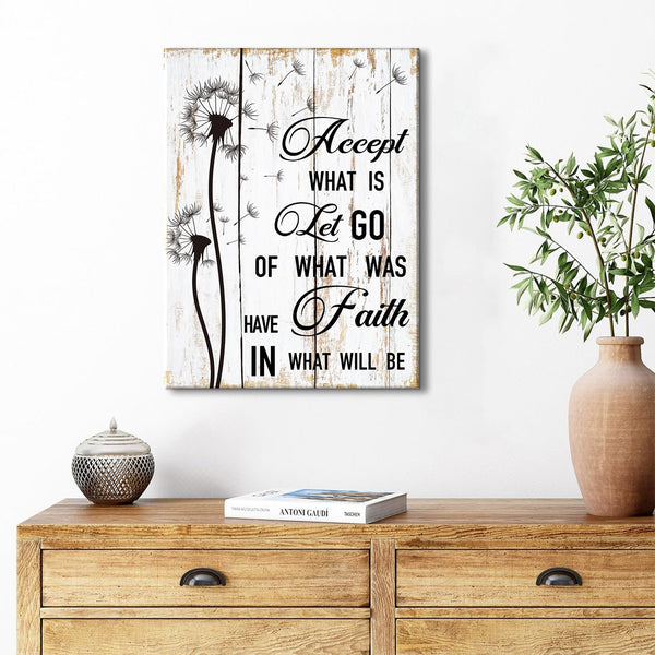 Rustic Dandelion Wall Art Inspirational Wall Decor for Bedroom Living Room Accept What is Quote Wall Art