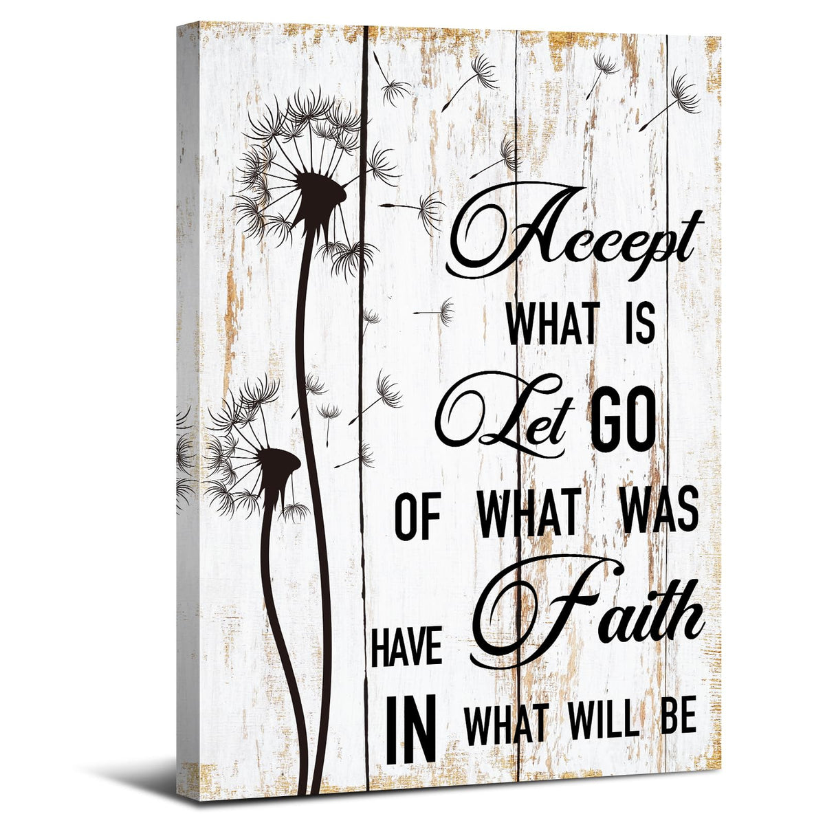 Rustic Dandelion Wall Art Inspirational Wall Decor for Bedroom Living Room Accept What is Quote Wall Art