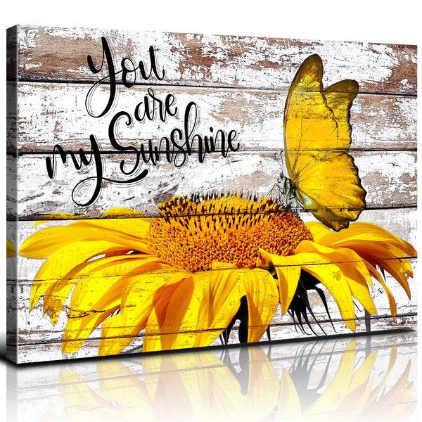 Rustic Sunflower Wall Art Butterfly Pictures Sunflower Kitchen Decor Inspirational Quotes Saying Canvas Poster