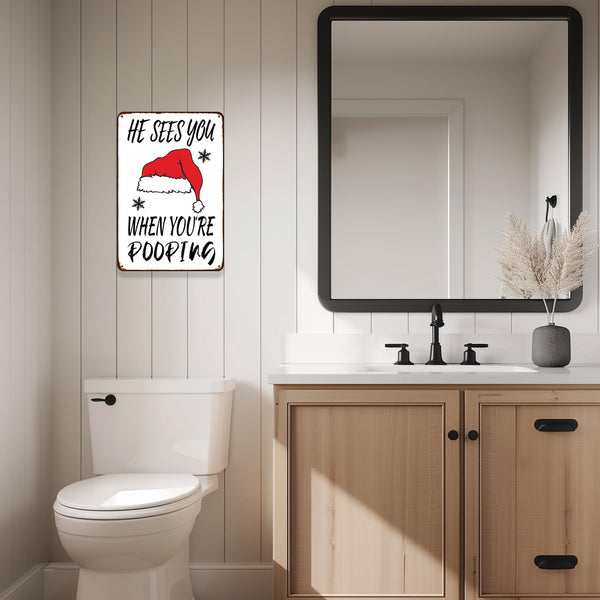 Christmas Bathroom Decor Christmas Signs for Bathroom Santa Hat Vintage