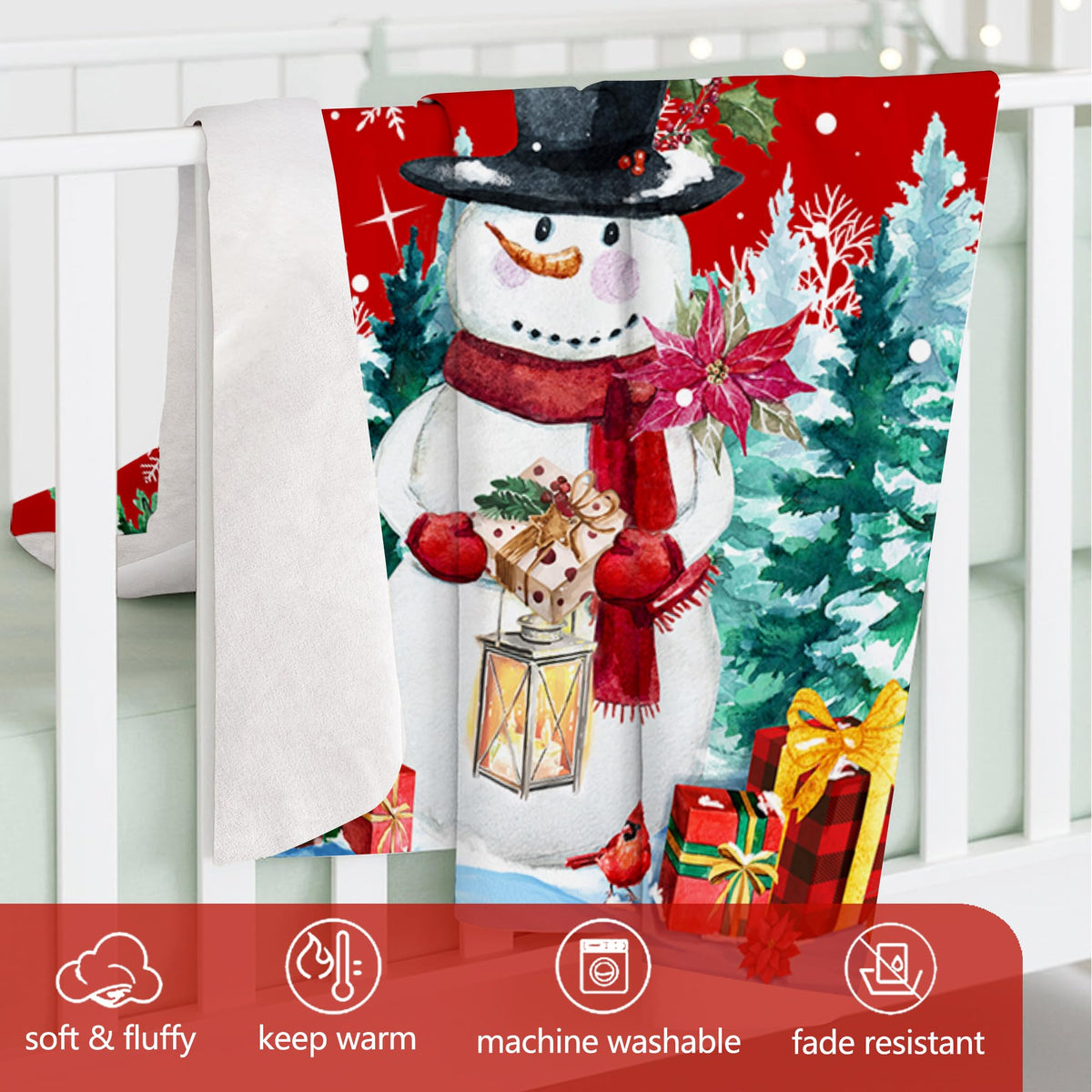Christmas Blanket, Snowman Christmas Throw Blanket, Xmas Decorations for Home, Soft Red Snowman Blankets