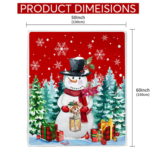 Christmas Blanket, Snowman Christmas Throw Blanket, Xmas Decorations for Home, Soft Red Snowman Blankets
