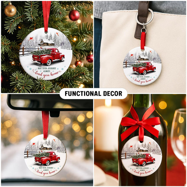 Christmas Ornament 2025, May Your Journey Always Lead You Home, Rustic Red Christmas Decoration