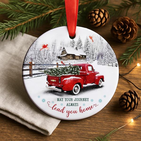 Christmas Ornament 2025, May Your Journey Always Lead You Home, Rustic Red Christmas Decoration