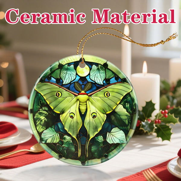 Christmas Ornament, Christmas Decoration, Ceramic-Style Luna Moth Ornament, Heirloom Keepsakes, Holiday Ornaments