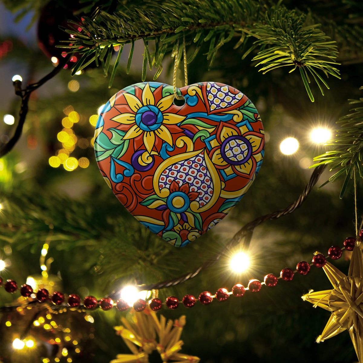 Christmas Ornaments 2025,Mexican Talavera Ornaments for Christmas Tree Holidays Ornaments Decorations