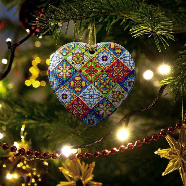 Christmas Ornaments 2025,Mexican Talavera Ornaments for Christmas Tree Holidays Ornaments