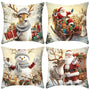 Set of 4 Christmas Pillow Covers 18x18 inch Set of 4, Christmas Decorations Snowman Santa Elk Sleigh Truck Plaid Winter Holiday Decor