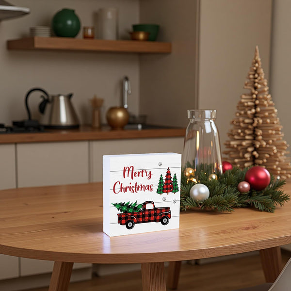 Christmas Table Decorations Christmas Decor Indoor Home Room Truck Office Bathroom Wood Box Sign