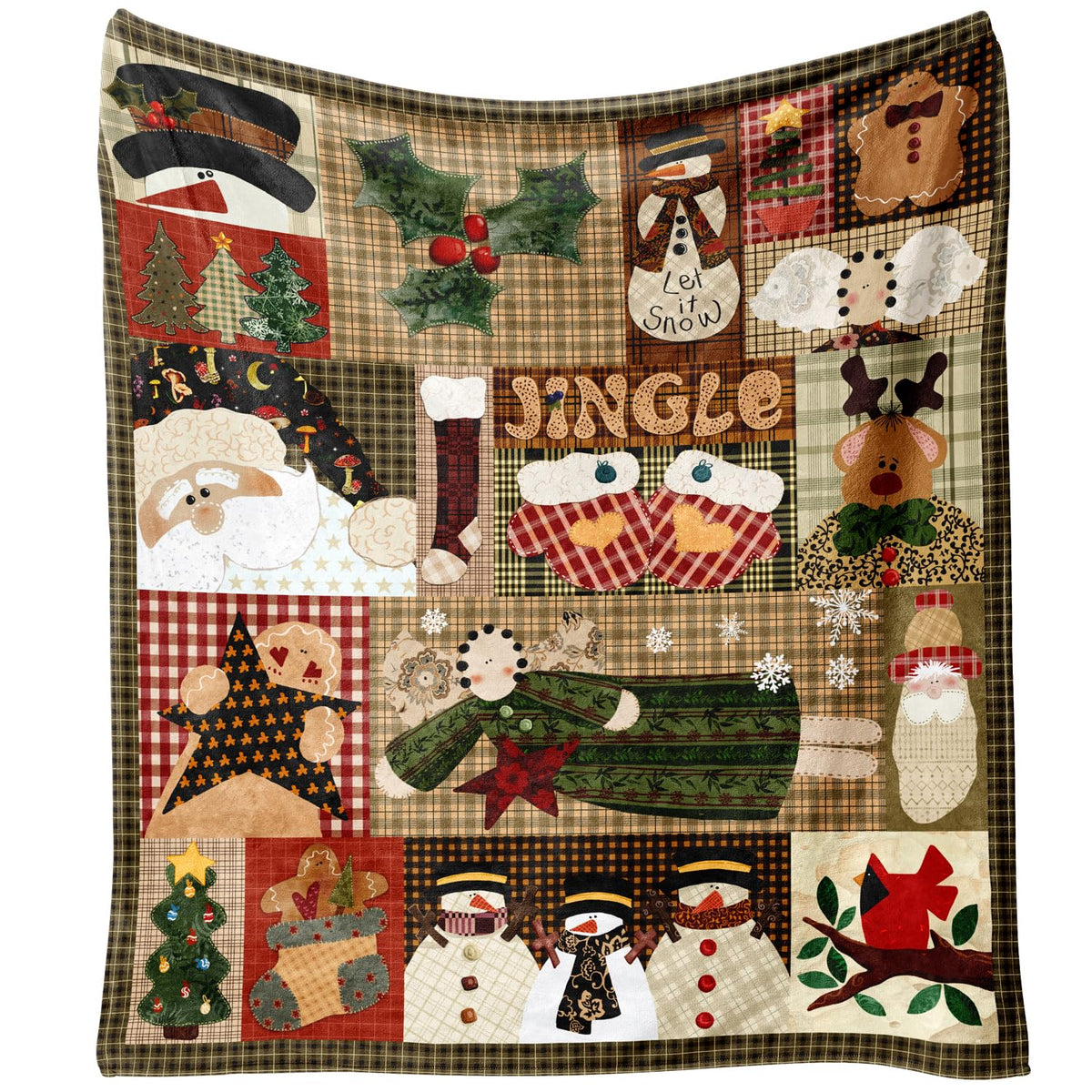 Christmas Throw Blanket for Couch 60x50,Plaid Winter Holiday Festival Cute Xmas Snowman Santa Gingerbread
