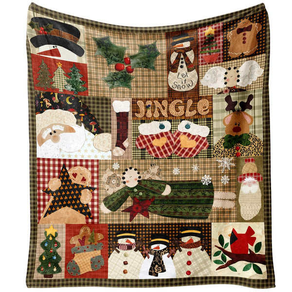Christmas Throw Blanket for Couch 60x50,Plaid Winter Holiday Festival Cute Xmas Snowman Santa Gingerbread