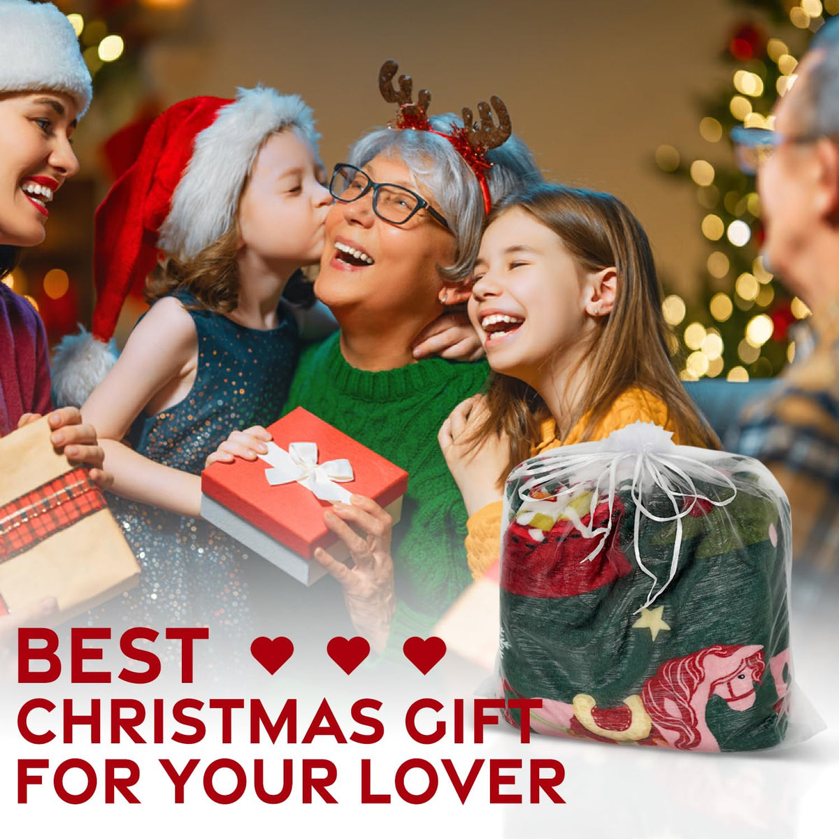 Christmas Throw Blanket for Couch 60x50,Green Winter Holiday Festival Cute Xmas Nutcracker Christmas Tree Blankets