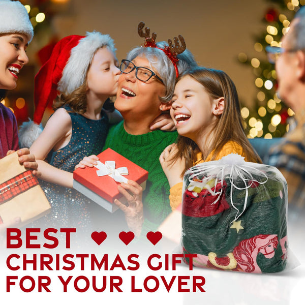 Christmas Throw Blanket for Couch 60x50,Green Winter Holiday Festival Cute Xmas Nutcracker Christmas Tree Blankets