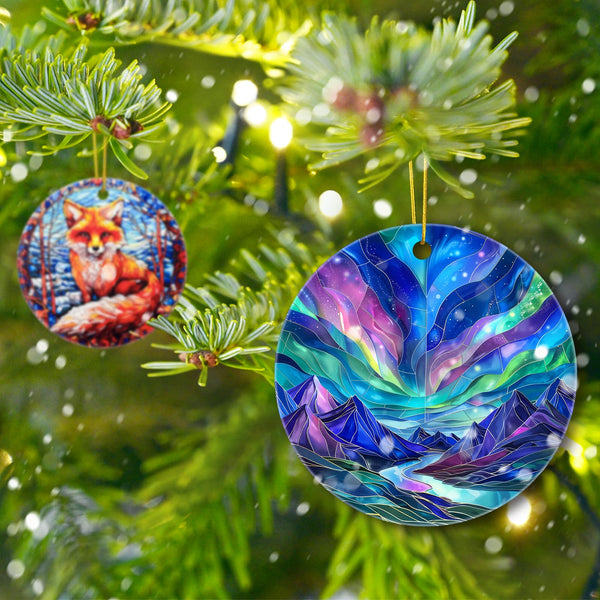 Christmas Tree Decorations Northern Lights Ornament, Colored Ceramic Christmas Tree Ornaments, Xmas Decorative Hanging Ornaments