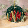 Christmas Tree Forest Ornament Round Ceramic Ornament Star Snowflake Xmas Keepsake for Christmas Tree