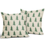 Christmas Tree Pillow Covers 18x18 Set of 2 Green Xmas Rustic Style Winter Print Decorative Outdoor Pillowcases