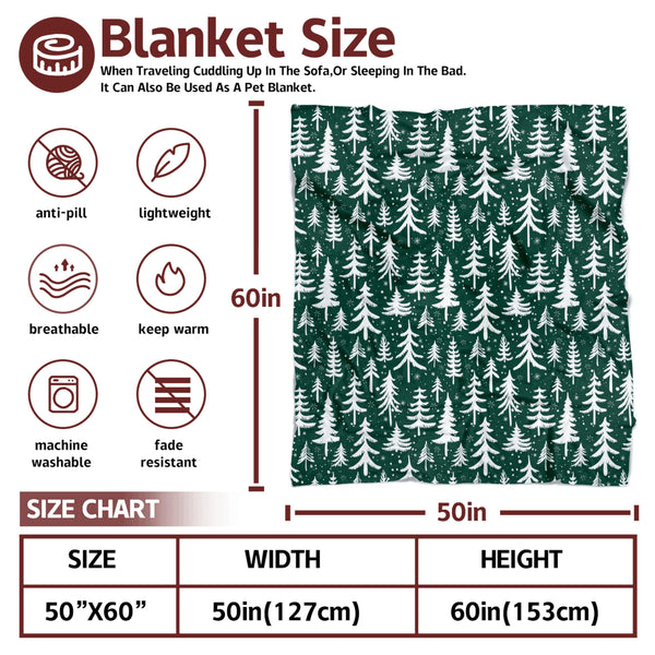 Christmas Tree Throw Blanket 50x60 Inch Merry Christmas Green Blankets Soft Lightweight Cozy Plush Blanket