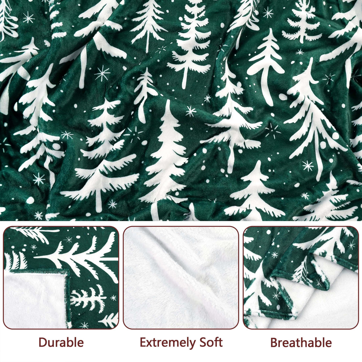 Christmas Tree Throw Blanket 50x60 Inch Merry Christmas Green Blankets Soft Lightweight Cozy Plush Blanket