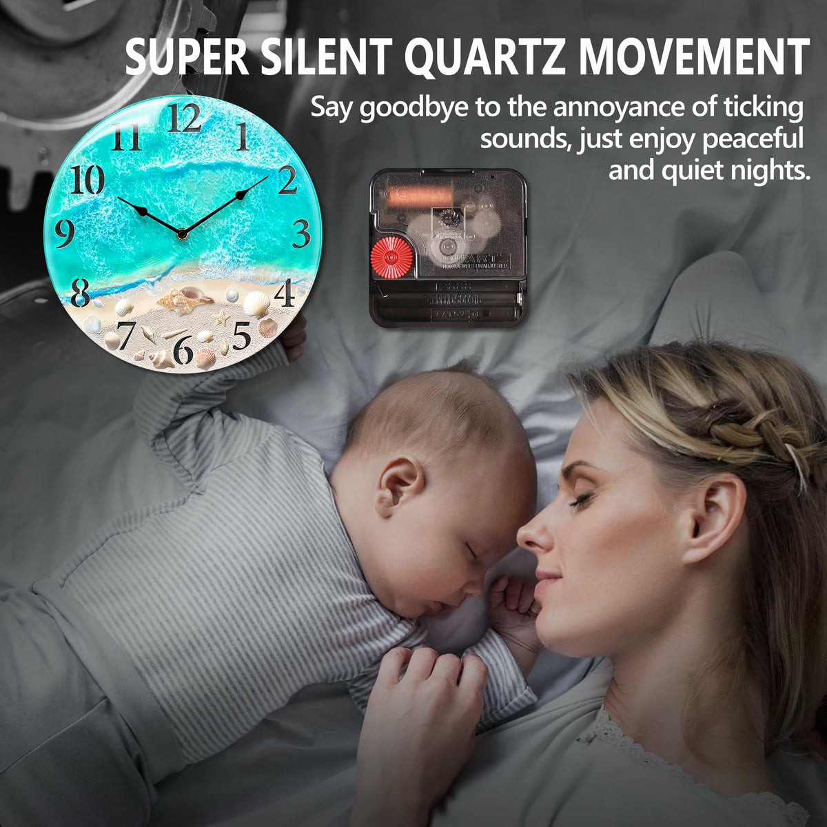 Coastal Nautical Glass Wall Clock with Seashell Design and Aesthetic Beach Theme