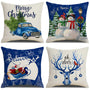 Set of 4 Merry Christmas Decorative Throw Pillow Covers Winter Holiday Xmas Velvet Pillow Cases Christmas Trees Socks