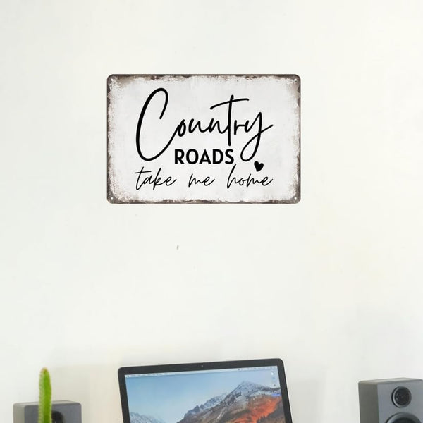 Country Roads Take Me Home Wall Decor Vintage Country Roads Matel Tin Signs Western Decor