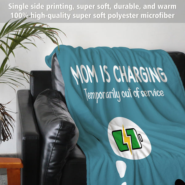 Funny Christmas Birthday Gifts for Mom- Mom is Charging Blanket- New Moms Gifts for Women