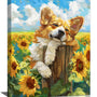 Dog Wall Art Country Sunflower Funny Corgi Pictures Wall Decor Farmhouse Canvas Painting Print Home Modern Artwork Decorations